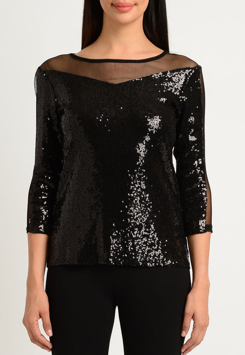 Sequin and Sheer Mix Top
