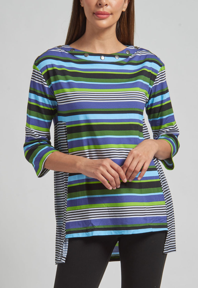 3/4 Sleeve Boatneck Tunic with Snaps