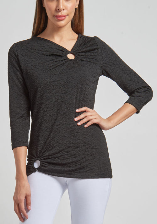 3/4 Sleeve Top with Ring Detail