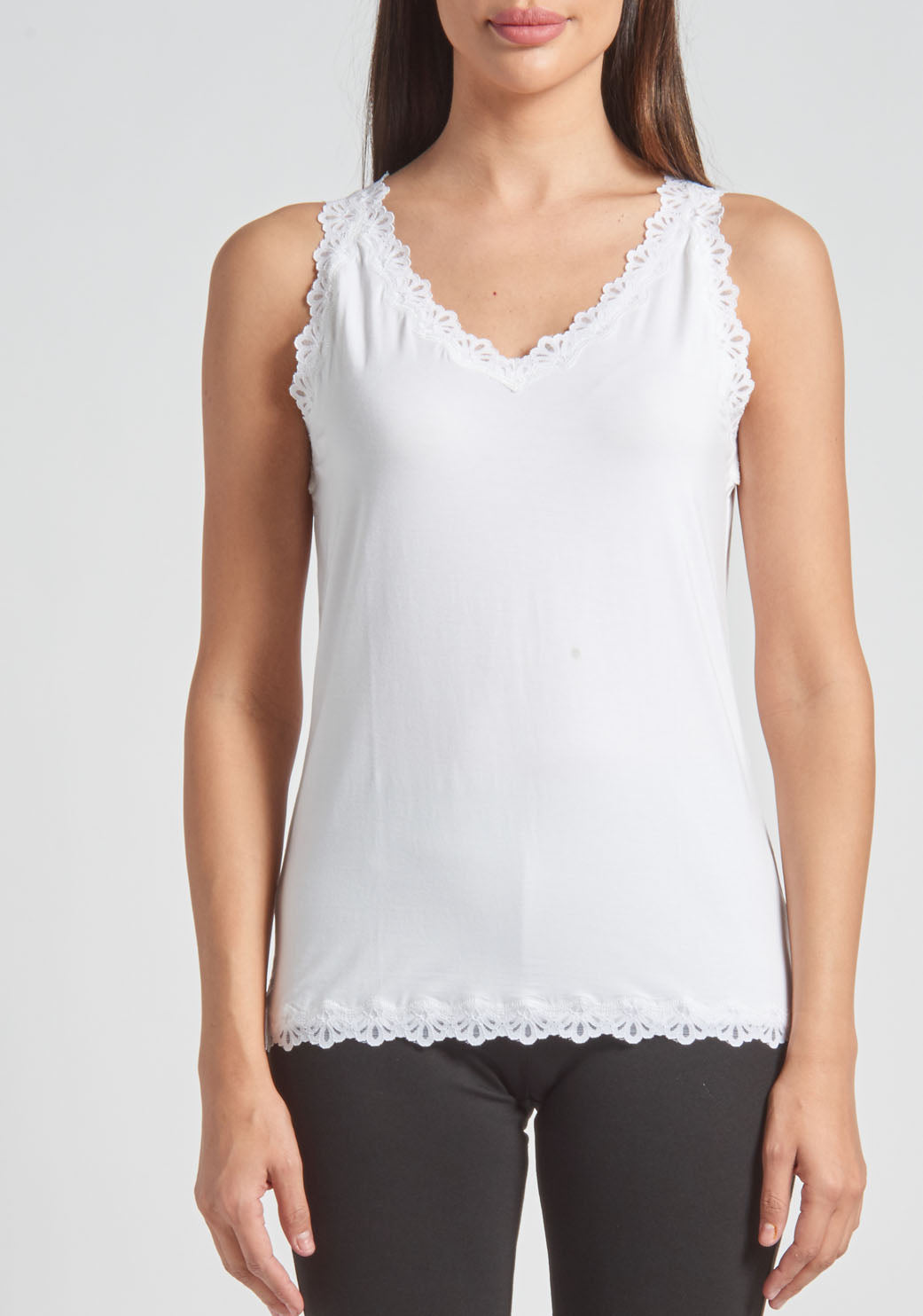 V-Neck Camisole with Lace Trim – Lynn Ritchie