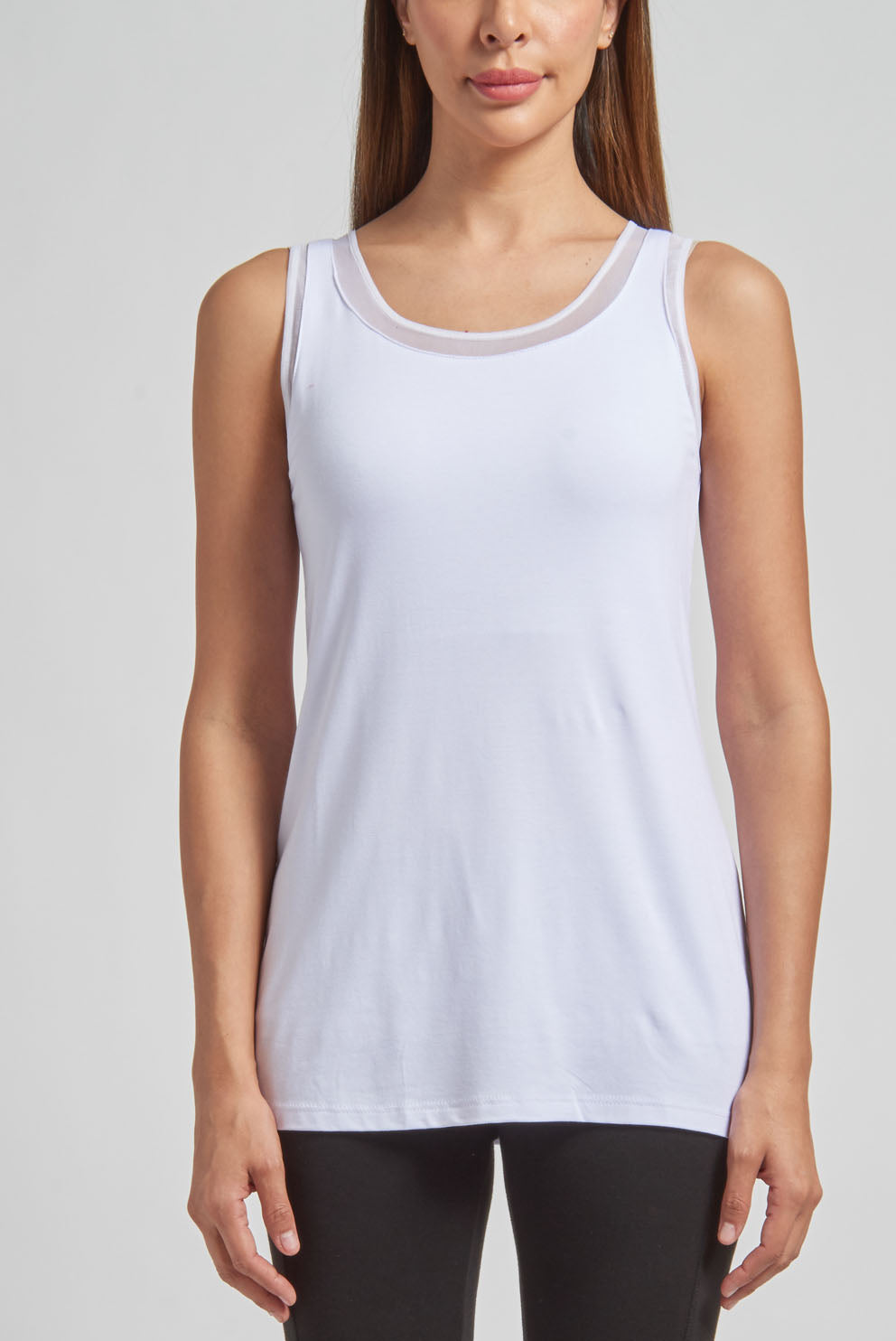 Tank Top with Sheer Trim and Tummy Control Panel – Lynn Ritchie