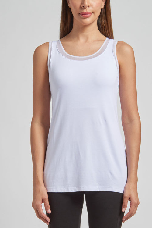 Tank Top with Sheer Trim and Tummy Control Panel